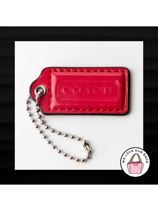 Coach Accessories - 2" Medium COACH PINK PATENT LEATHER KEY FOB BAG CHARM KEYCHAIN HANGTAG TAG